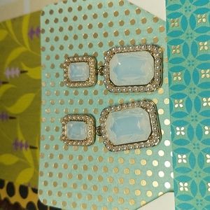 Opalescent and pearly dangle pierced earrings